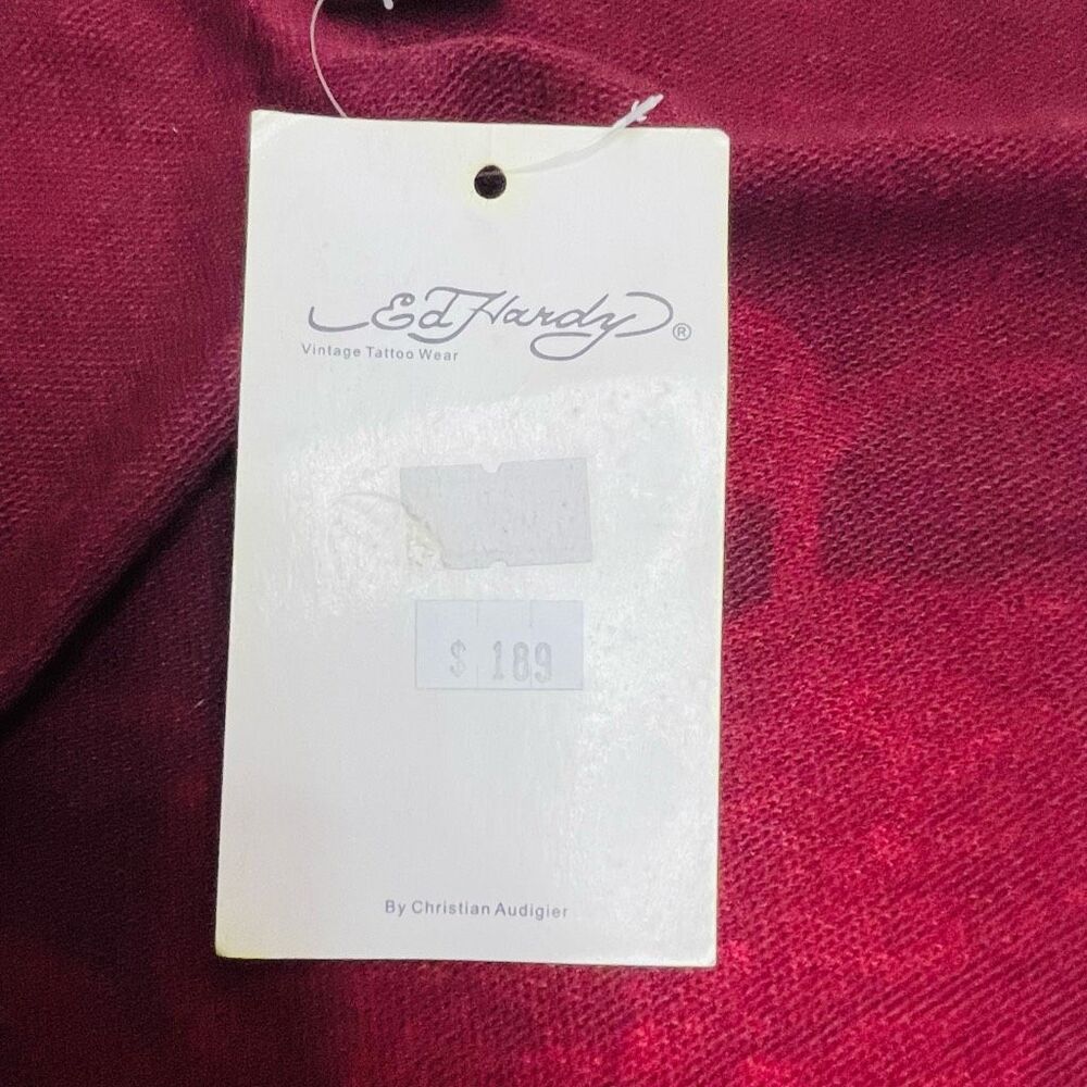 Ed Hardy Love Kills Zip Up Maroon Size XL - Picture 13 of 14